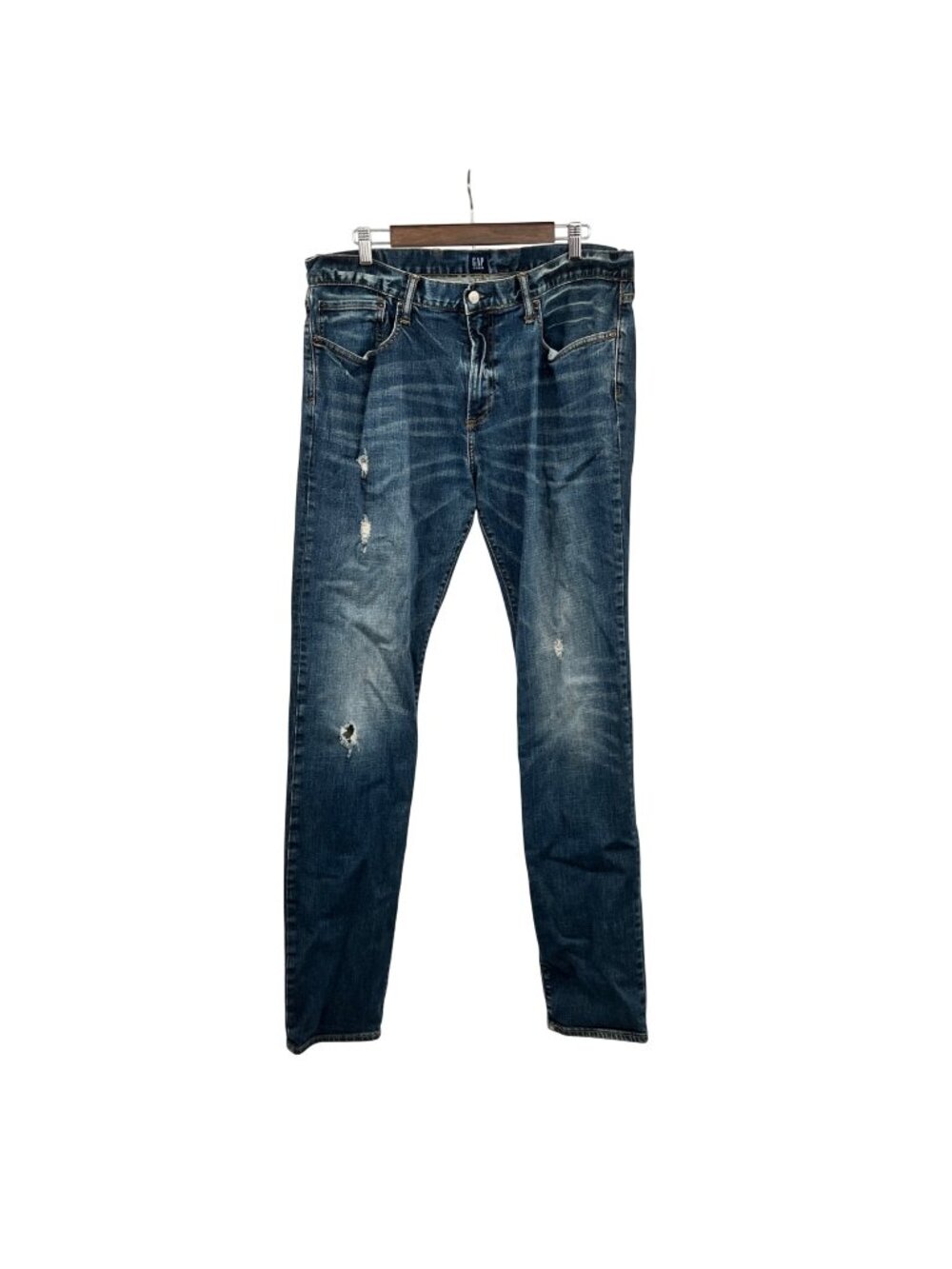Gap Denim Men's Skinny Jeans Distressed Blue Size 36x36